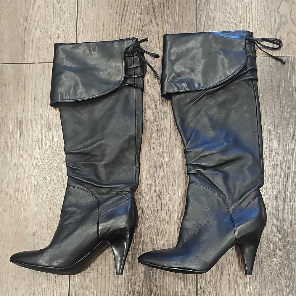 Black, Knee-High, Women's, Boots, Casual, Dance, Cowgirl, Winter, Heels, Office